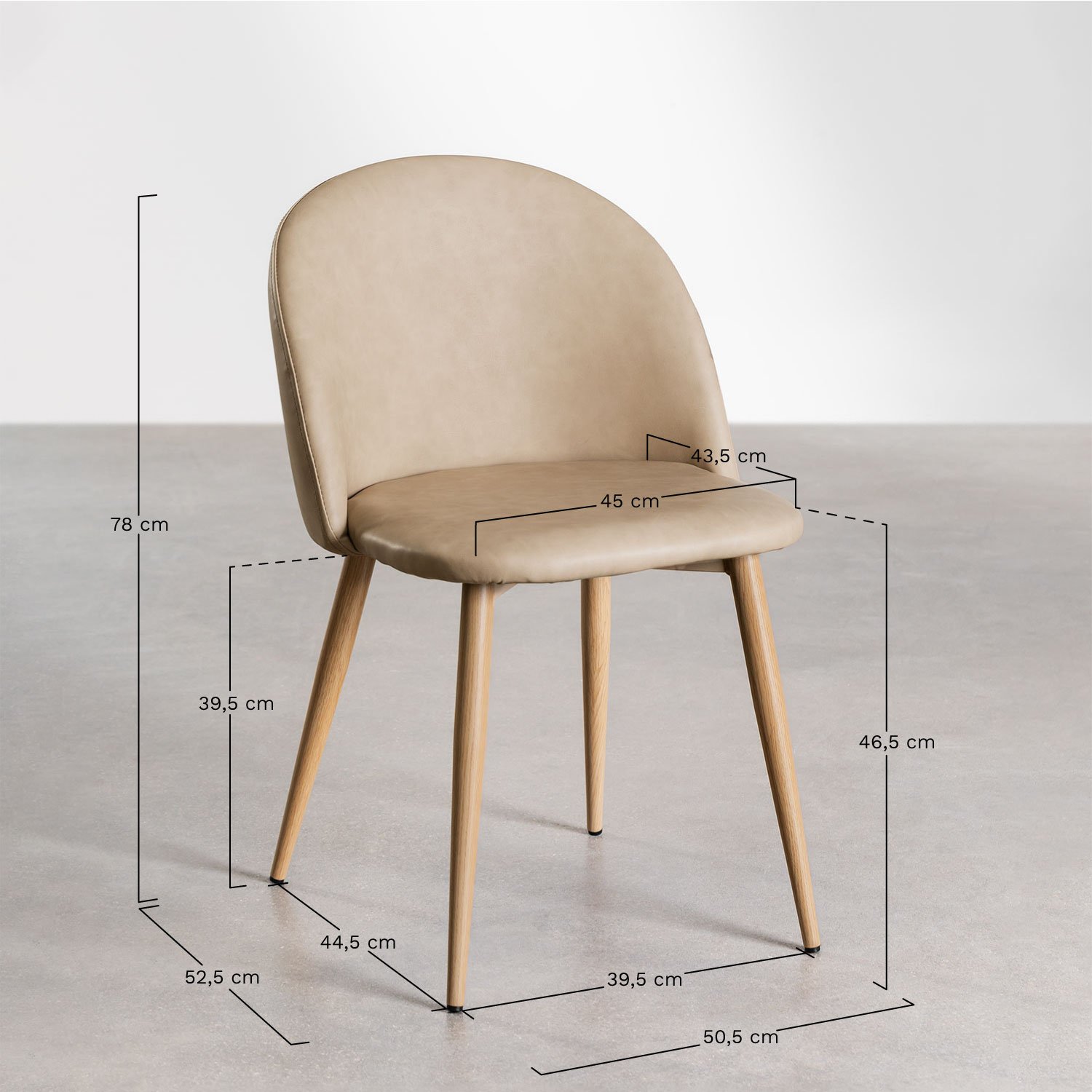 Lot de 2 chaises de salle à manger rembourrées en similicuir Kana   , mesures