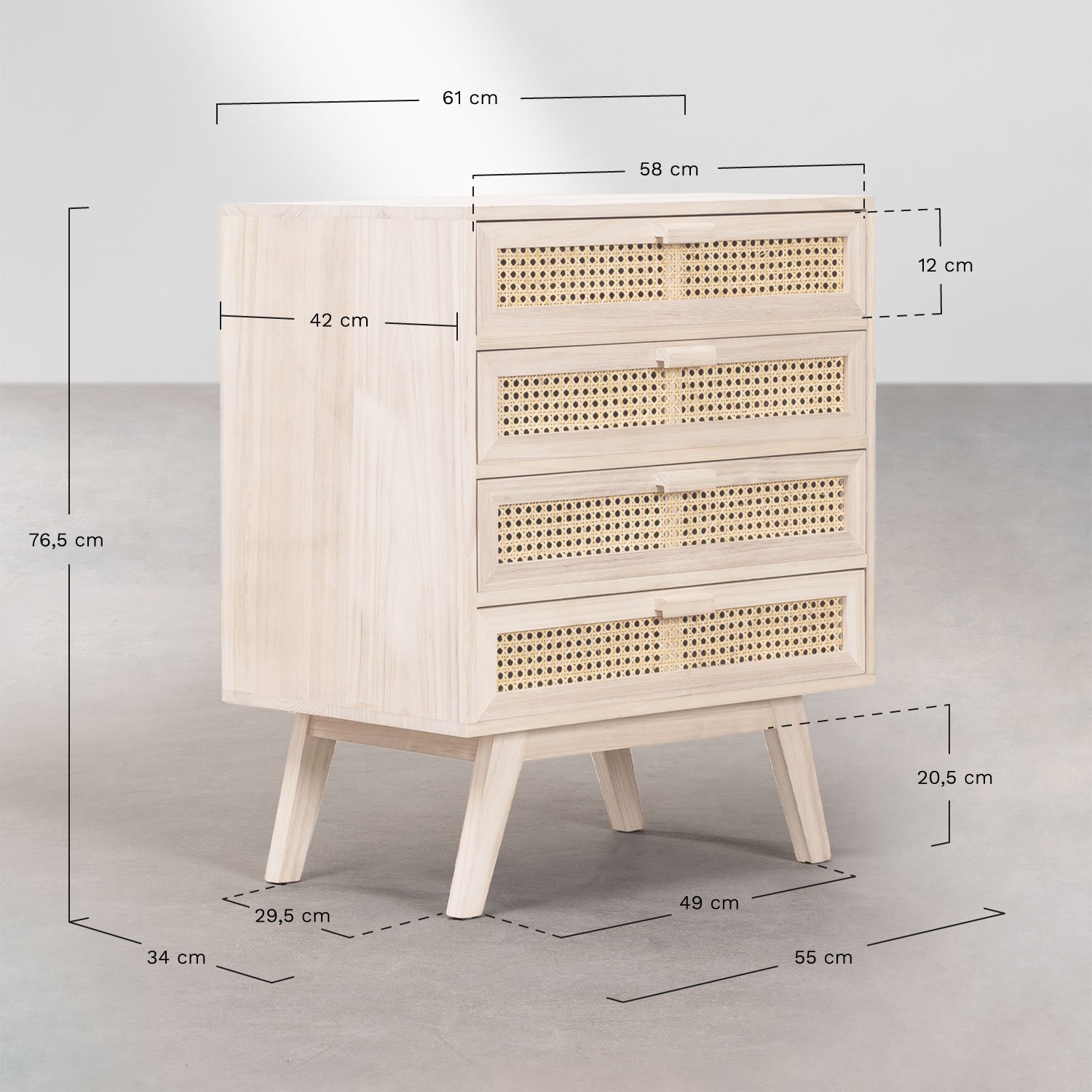 Commode en bois Ralik Design, mesures