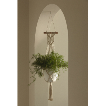 Lot De 4 Suspensions Plantes Macramé - Corde Coton, Crochets Inclus, Support Jusqu'à 5.5kg, Couleur Beige