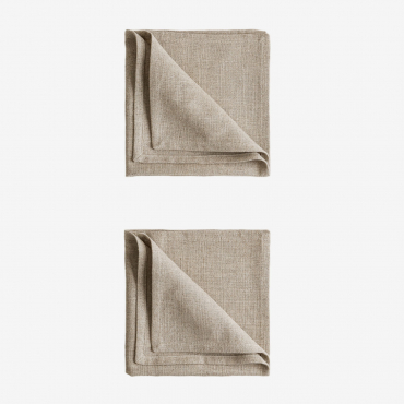 Lot De 2 Serviettes En Lin Et Coton Ederne Tapioca Beige - Sklum