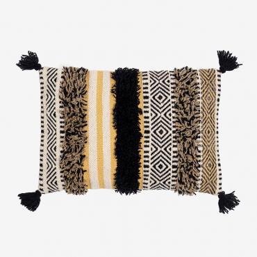 Coussin Rectangulaire En Coton (40x60 Cm) Kead Noir - Beige Lino - Sklum