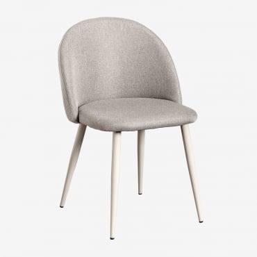 Chaise De Salle À Manger Kana Deluxe Beige Crème & Lin Brun Moka - Sklum