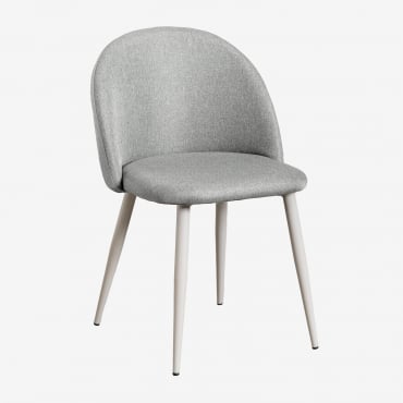 Pack De 2 Chaises De Salle À Manger Kana Deluxe Gris Taupe Clair & Lin Gris Béton - Sklum
