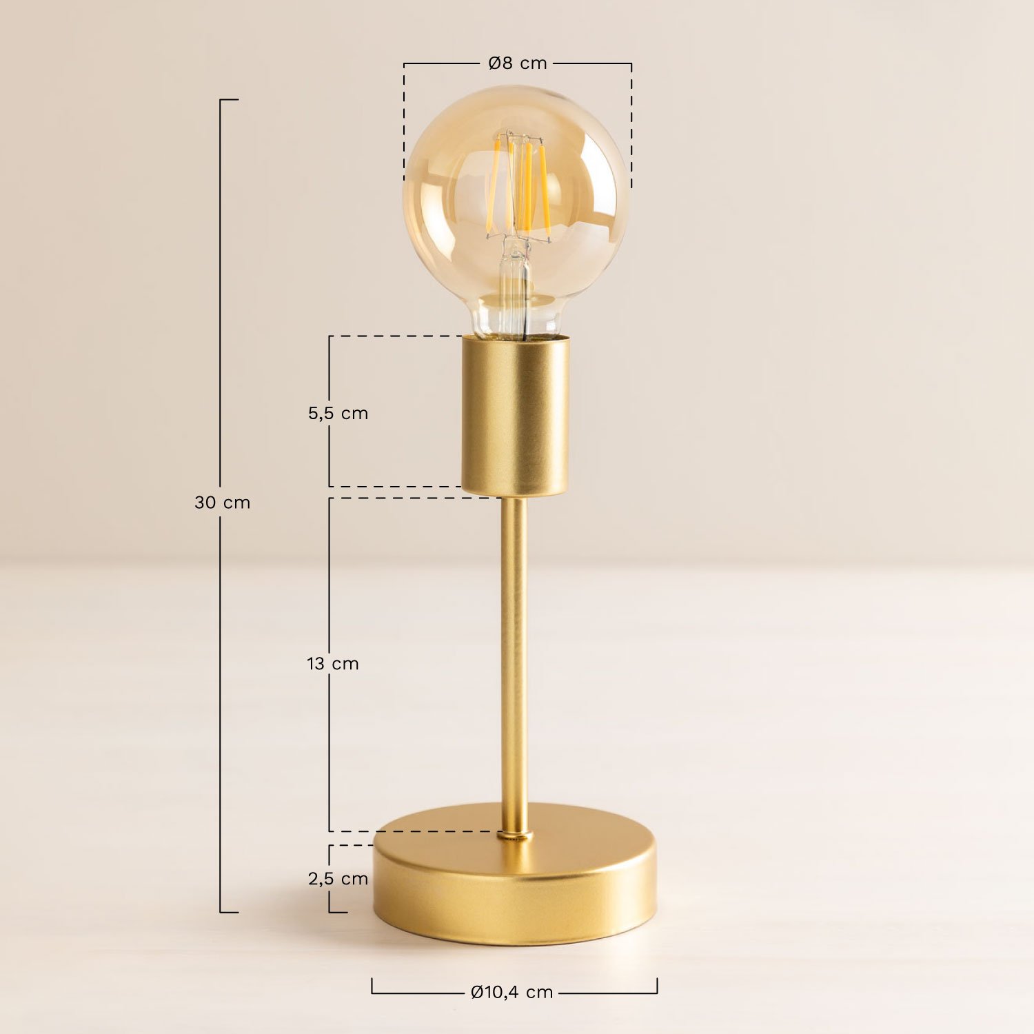 Lampe de table sans fil en métal Grystel, mesures