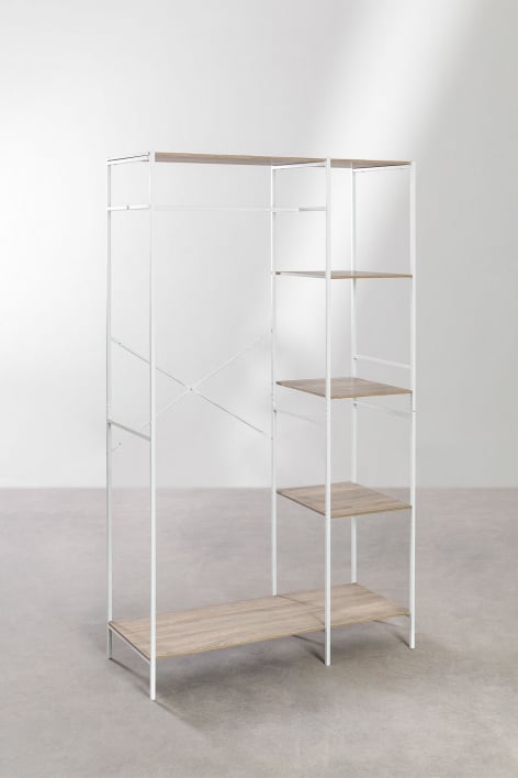 Armoire ouverte en bois et métal Baxter - Blanc - Bois Naturel