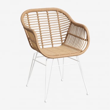 Chaise De Salle À Manger En Osier Synthétique Zole Blanc - Sklum