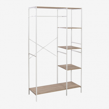 Armoire Ouverte En Bois Et Métal Baxter Blanc - Bois Naturel - Sklum