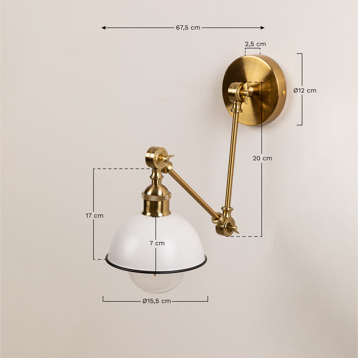 Applique en fer Ellmer, mesures