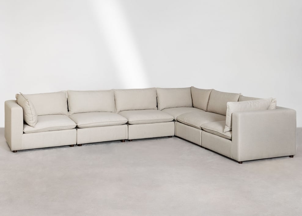 Canapé d'angle modulaire 6 pièces de style Estefan - Tapioca Beige