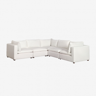 Canapé D'angle Modulaire 5 Pièces De Style Estefan Blanc - Sklum