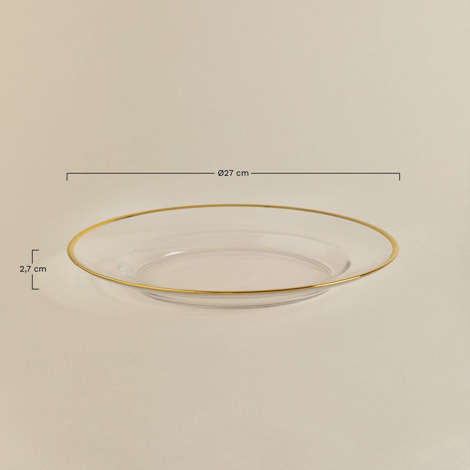Pack de 4 assiettes plates en verre Arely, mesures
