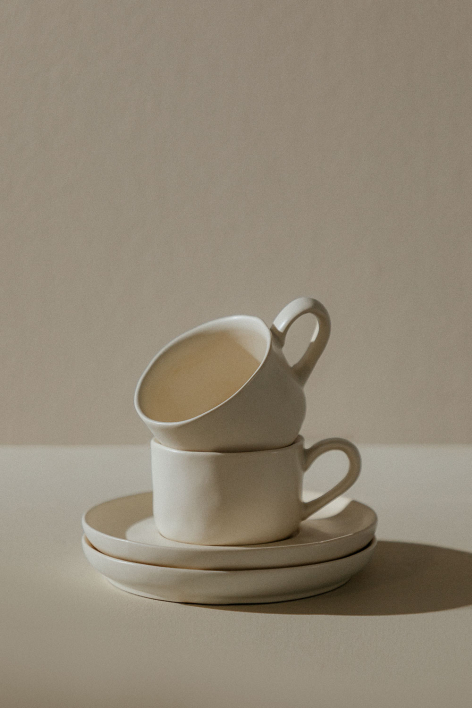 Pack de 2 tasses à café 10 cl avec soucoupe en grès Belvere