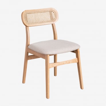 Pack De 4 Chaises De Salle À Manger Rembourrées Et En Bois Leivel Bois Naturel - Sklum