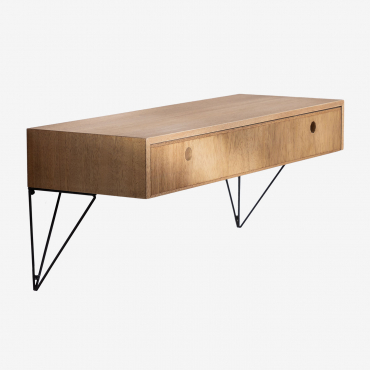 Étagère Avec Tiroir En Bois De Frêne 80 Cm Glai Bois Naturel - Sklum