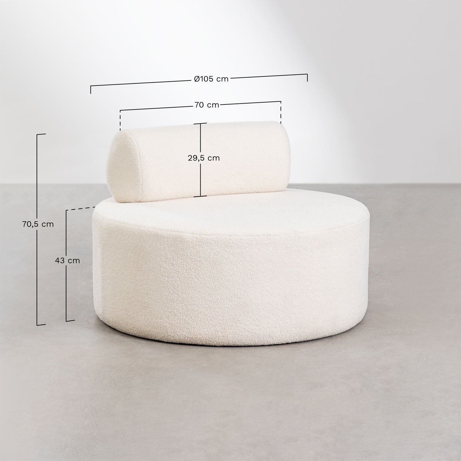 Fauteuil en mouton Naroa, mesures