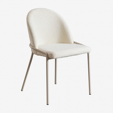 Lot De 4 Chaises De Salle À Manger Rembourrées Grolet Boucle Blanc - Sklum