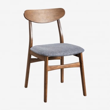 Chaise De Salle À Manger En Tissu Et Bois Cloda Bois Foncé - Gris - Sklum