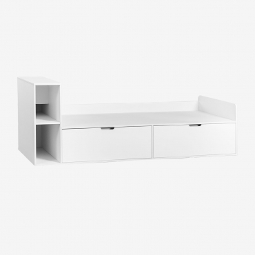 Lit Pour Matelas 90 Cm Avec 2 Tiroirs Et Rangement Janete Blanc & A Gauche & 90 X 190 Cm - Sklum