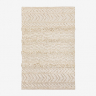 Tapis En Laine Et Coton (255x165 Cm) Lissi Beige Crème - Sklum