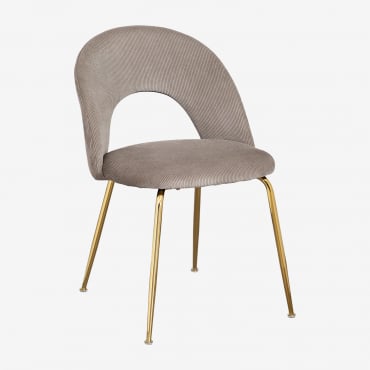 Pack De 2 Chaises De Salle À Manger En Velours Côtelé Glorys Gris Taupe Clair & Doré - Sklum
