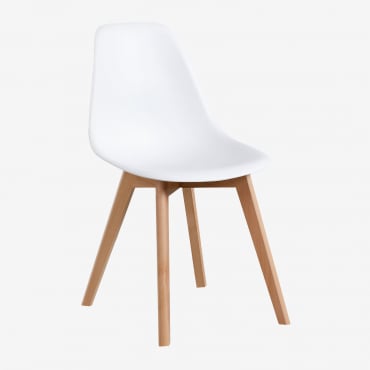 Chaise De Salle À Manger En Polypropylène Et Bois De Hêtre Scand Nordic Blanc - Sklum