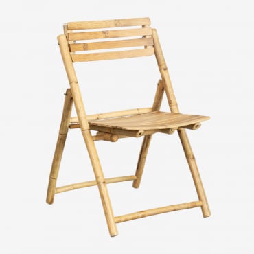 Pack De 4 Chaises De Jardin Pliantes En Bambou Nelida Bambou & Sans Coussin - Sklum