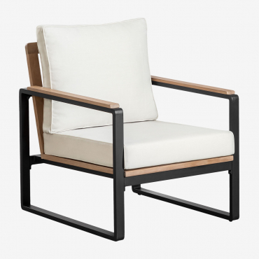 Fauteuil De Jardin En Aluminium Et Bois D'acacia Giselle Noir - Sklum