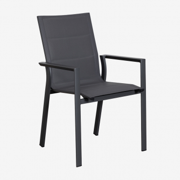 Lot De 4 Chaises De Jardin Empilables Avec Accoudoirs En Aluminium Karena Gris Graphite - Sklum