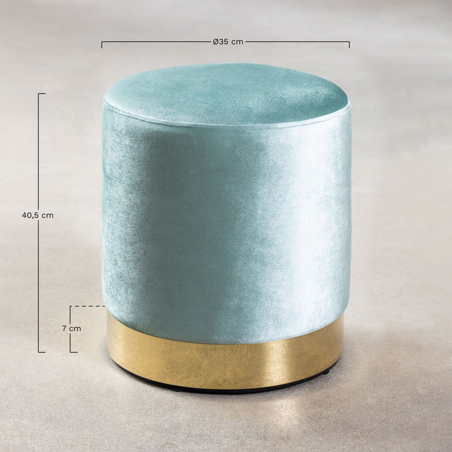 Pouf Rond en Velours Flikez, mesures