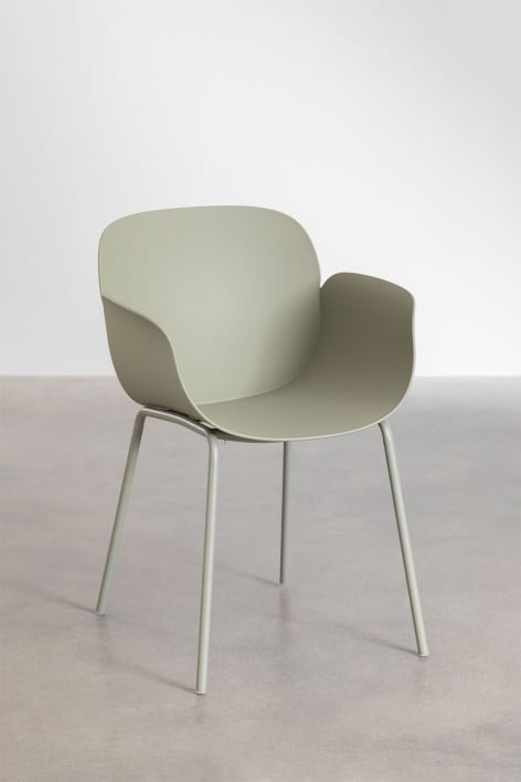 Pack de 2 chaises de salle à manger en polypropylène et acier Lynette - Vert Bambou