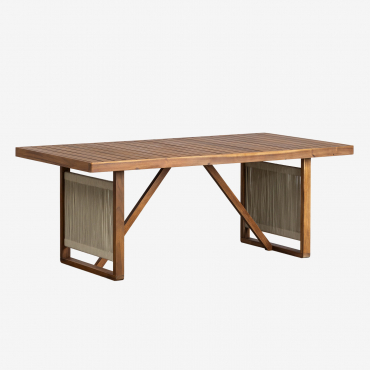Table À Manger Rectangulaire 200x100 Cm En Bois D'acacia Nayely Brun Acacia - Sklum