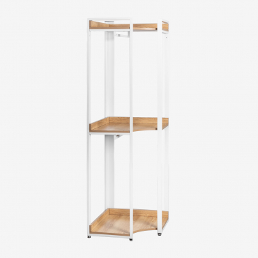 Armoire Ouverte D'angle En Acier Et Bois Ariaster Naturel - Sklum