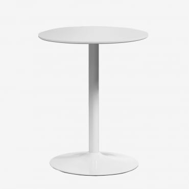 Table De Salle À Manger Ronde En Mdf Et Fer Yvetta Blanc & Ø60 Cm & Blanc - Sklum