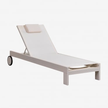 Chaise Longue Inclinable En Aluminium Avec Coussin Akelia Blanc Gardenia - Sklum