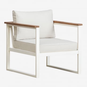 Fauteuil De Jardin En Aluminium Et Bois D'acacia Lipov Blanc Gardenia - Sklum