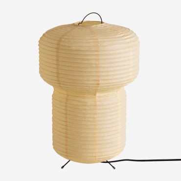 Lampe De Table En Papier De Riz (↑48 Cm) Weidle Jaune Vanille - Sklum
