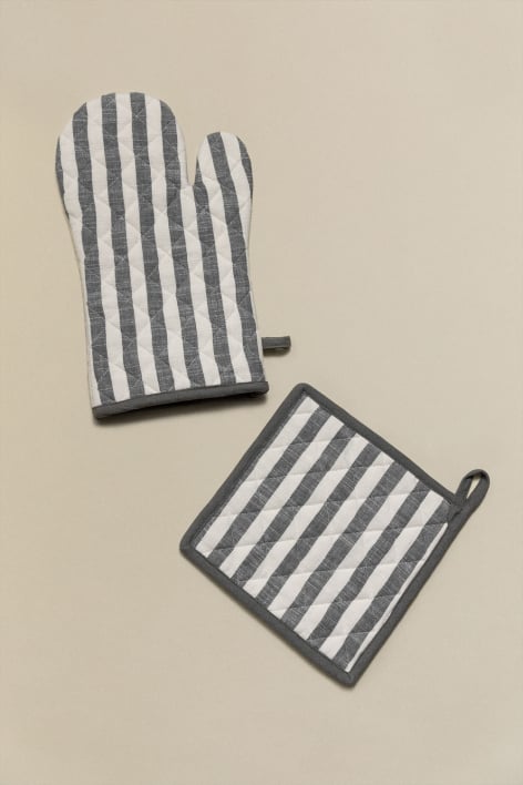 Set de gant et chiffon pour four Edouard - Gris Anthracite