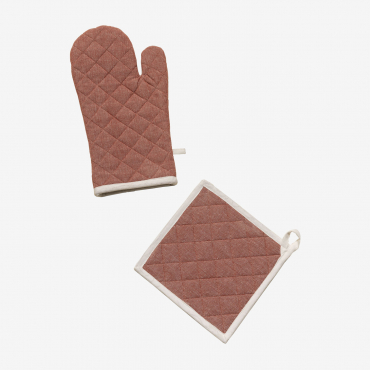 Ensemble De Gants De Cuisine Et Chiffon Dasiel Terracota - Sklum
