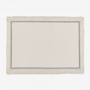 Set De Table En Coton Vimisy Blanc Grisâtre - Sklum