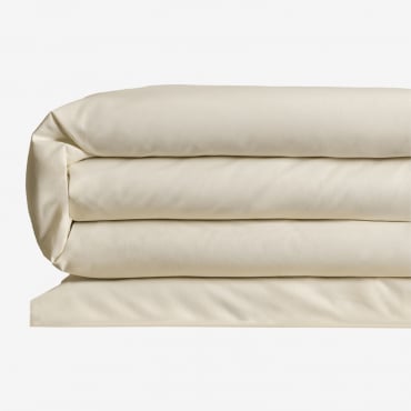 Housse De Couette En Percale De Coton 180 Fils Pour Lit De 90 Cm Agassi Crème Cannoli & Lit 90cm (150 X 220 Cm) - Sklum