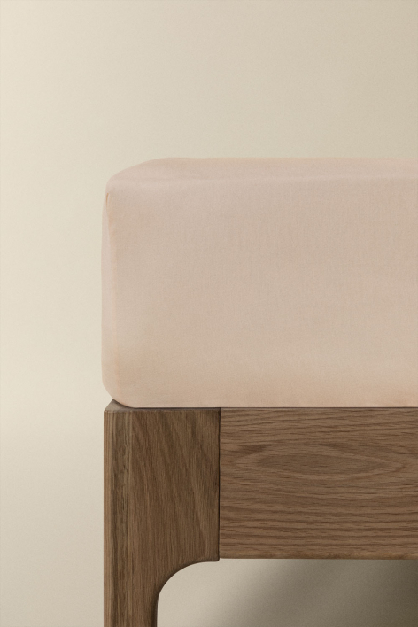 Drap-housse en percale de coton 180 fils pour lit de 90 cm Agassi - Rose Pivoine Clair