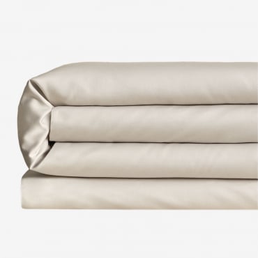 Housse De Couette En Satin 300 Fils Sampras Beige Nude & Lit 135/140cm (220 X 220 Cm) - Sklum