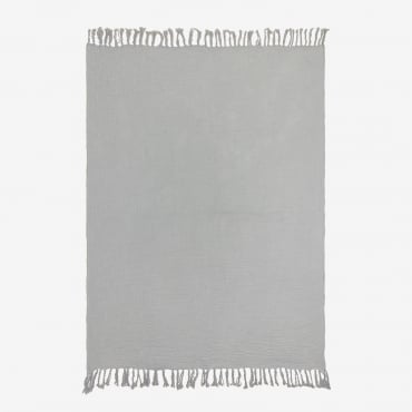 Couverture À Carreaux En Mousseline De Coton (185x125 Cm) Eloi Gris Glacial - Sklum