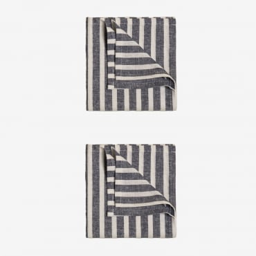 Lot De 2 Serviettes En Coton Otorvi Gris Bleu - Sklum