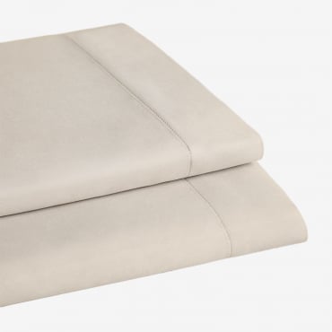 Drap Plat En Satin 300 Fils Sampras Beige Nude & Lit 150/160cm (240 X 280 Cm) - Sklum