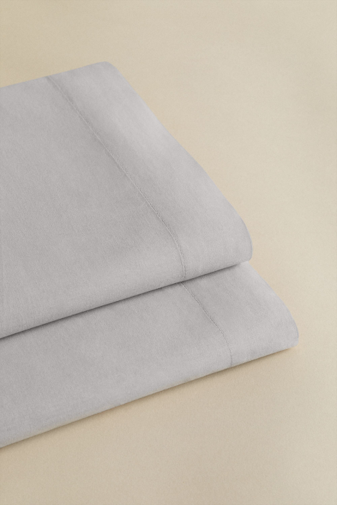 Drap plat en percale de coton 180 fils Lesia - Gris Clair