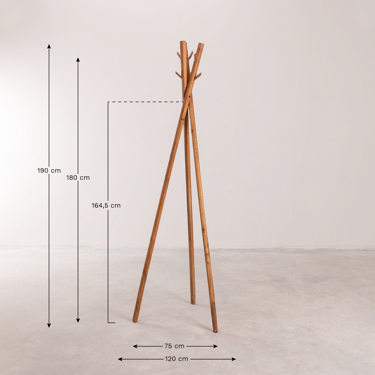 Porte-manteau sur Pied en Bois Recyclé Varah, mesures