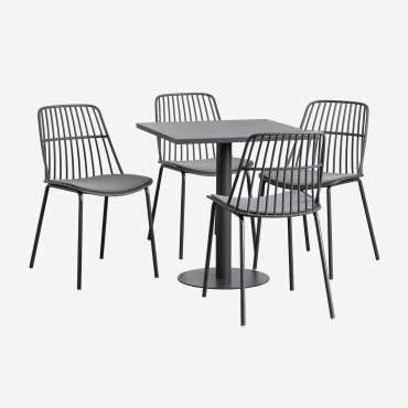 Ensemble Table Carrée Mizzi 70x70 Cm Et 4 Chaises De Jardin Maeba Gris Graphite - Sklum