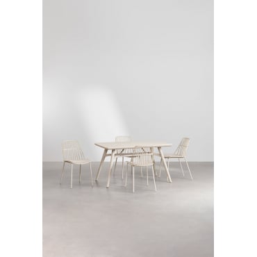 Ensemble table rectangulaire Joane (134x78 cm) et 4 chaises de jardin Maeba