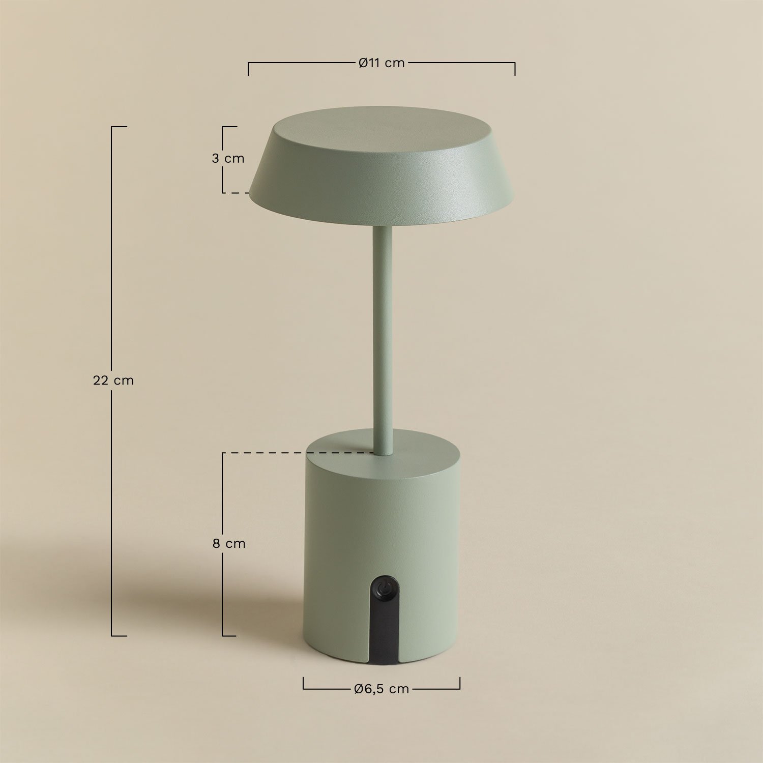 Lampe de table LED sans fil Uliana, mesures